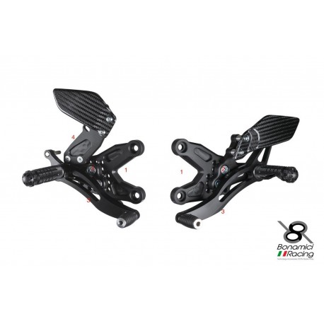 Rear sets with fold-up footpegs Bonamici Racing for BMW S1000 RR - HP4 08 -14 // S1000 R 12-16