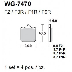 Scheibenbremsbeläge Vorne WRP WG-7470