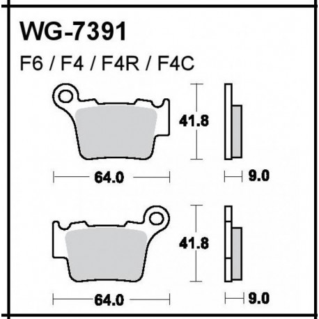 Disc brake pads Rear WRP WG-7391