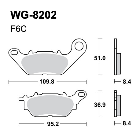 Disc brake pads Rear WRP WG-8202-F6C