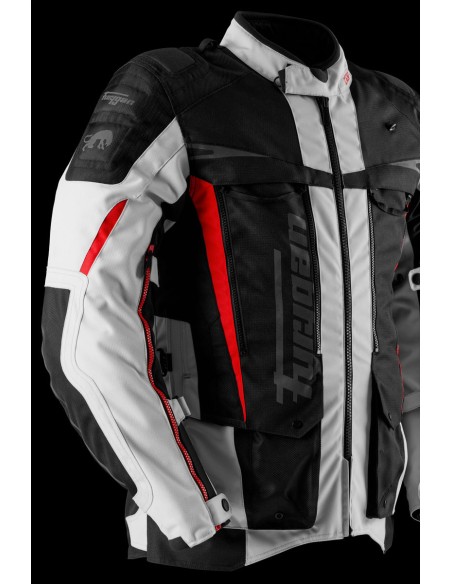 Furygan Motorrad Textilienjacke Montroc 3in1 Kevlar® Primaloft® - Schwarz, Pearl und Rot