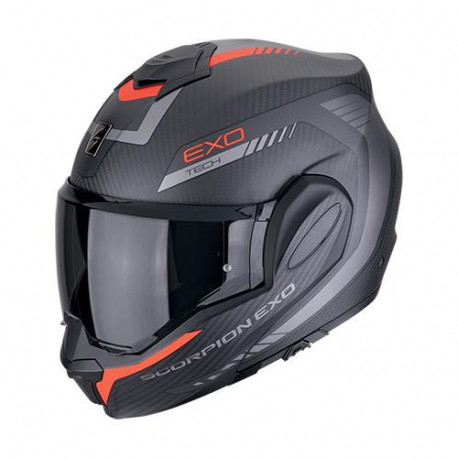 Motorradhelm Scorpion EXO-TECH EVO CARBON COSY Mattschwarz-Rot