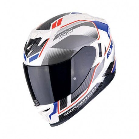 Casque Moto Scorpion EXO-520 EVO AIR LENA Blanc perle-Bleu