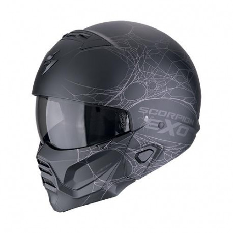 Scorpion EXO-COMBAT II SPIDERWEB Motorcycle Helmet Matt Black-Silver