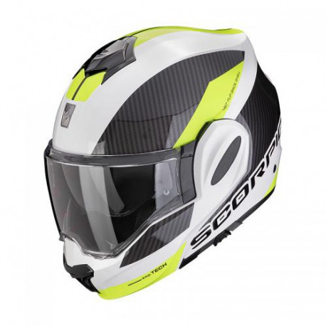 Casque Moto Scorpion EXO-TECH EVO PRO TEAM Blanc-Jaune Fluo