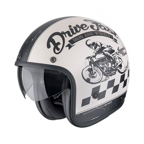 Motorradhelm Scorpion BELFAST EVO DRIVE FAST Mattcreme-Schwarz