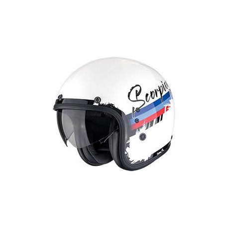 Casque Moto Scorpion BELFAST EVO ADONIS Blanc-Rouge-Bleu