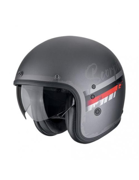 Scorpion BELFAST EVO Adonis Motorcycle Helmet Matt Silver-Red