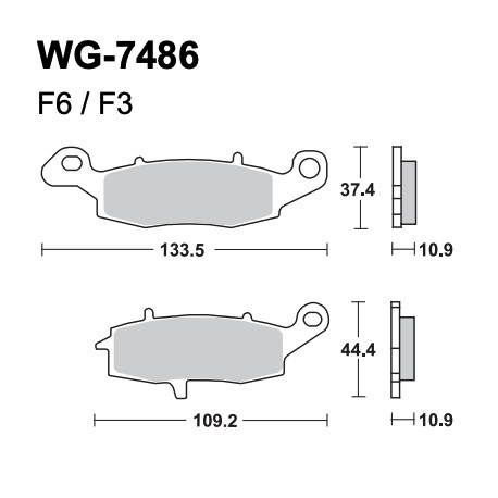 Disc brake pads Rear WRP WG-7486-F3