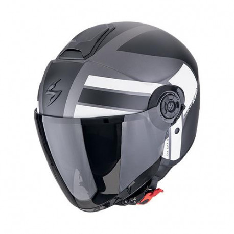 Casque Moto Scorpion EXO-CITY II BLUR Argent mat-Noir-Blanc