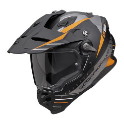 Casque Moto Scorpion ADF-9000 AIR FEAT Noir Mat-Argent-Orange