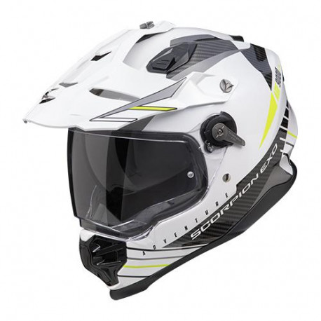 Casque Moto Scorpion ADF-9000 AIR FEAT Blanc-Jaune Fluo