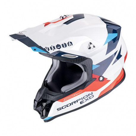 Casque Moto Scorpion VX-16 EVO AIR ROD Blanc-Rouge-Bleu