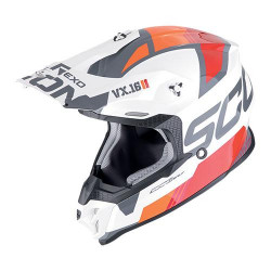 Casque Moto Scorpion VX-16 EVO AIR ANALOG Blanc-Orange