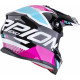 Casque Moto Scorpion VX-16 EVO AIR ANALOG Noir Métal-Bleu-Rose