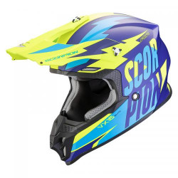 Scorpion VX-16 EVO AIR Slanter Motorcycle Matt Blue-Neon Yellow