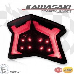 Feu arrière LED teinté, réflecteur noir, E-marque pour Kawasaki Nnja 650 / Z650 / Z900 17/+