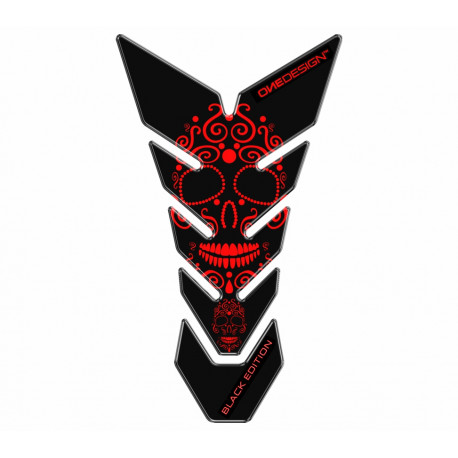 Onedesign Tankschutz Universe Black edition skull 2 fluorescent red 134 x 230 mm