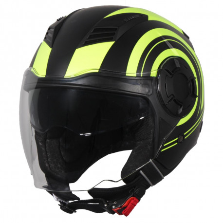 Casque Moto Jet Vito Isola Noir mat / Jaune Fluo