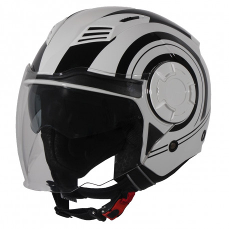 Casque Moto Jet Vito Isola Blanc / noir Brillant