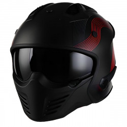 Motorradhelm Vito Jet Bruzano Mattschwarz / Rot