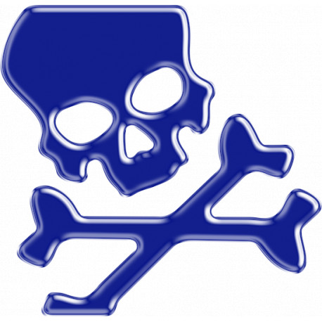 Stickers en résine 3D Onedesign - Skull bleu réfléchissant