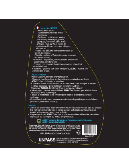 Addict Sprühreiniger ohne Wasser Unpass 750ml + Mikrofaser