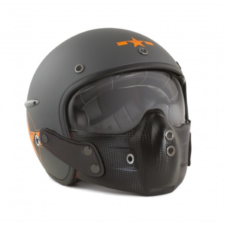 Harisson Motorcycle helmets Corsair Star Deco grey orange matt