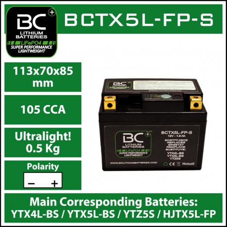 Batterie BC au lithium BCTX5L-FP-S