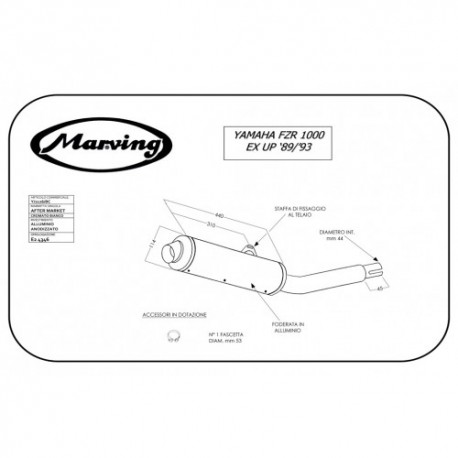 Echappement Marving Rond Ø 114 pour Yamaha FZR 1000 EX-UP 89-93