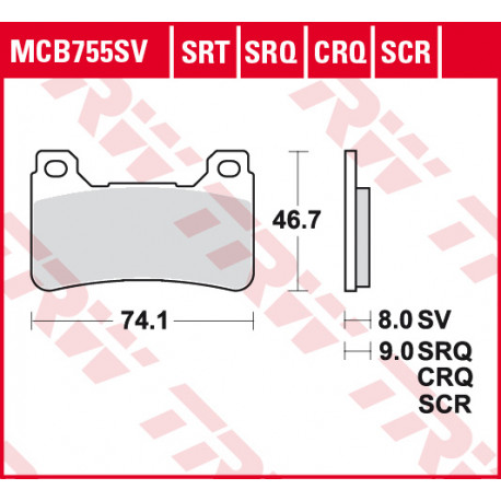 Disc brake pads Front TRW MCB755
