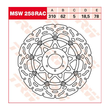 Brake disc floating TRW / Lucas MSW258RAC