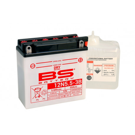 BS BATTERY Battery 12N5-3B high performance with Acid Pack