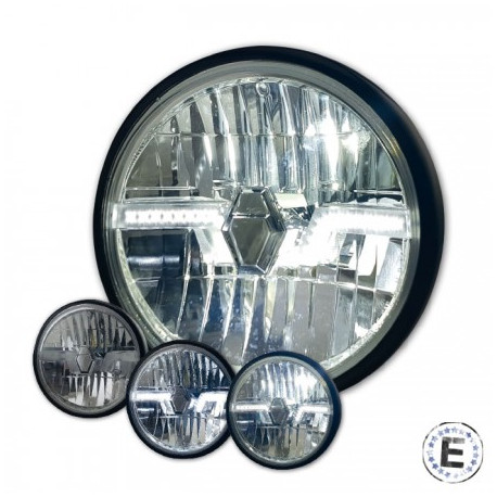 Flash LED headlight 7" M8 side mounting