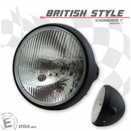 H4 headlight "British style 7" M8 side mounting