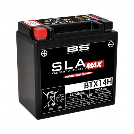 BS BATTERY Battery MAX BTX14H SLA Maintenance Free Factory Activated