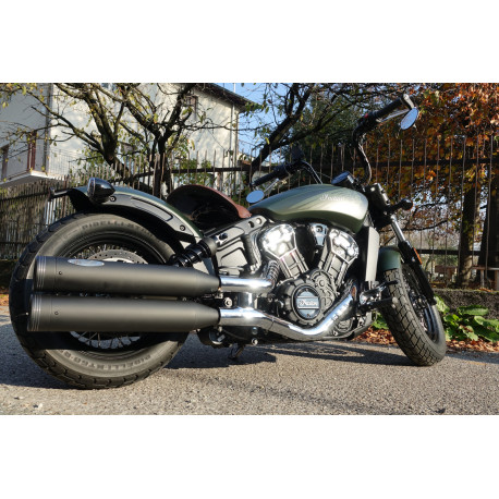 BS-Exhaust Straight Cut Matt Balck - Indian 1133 Scout 2017-20