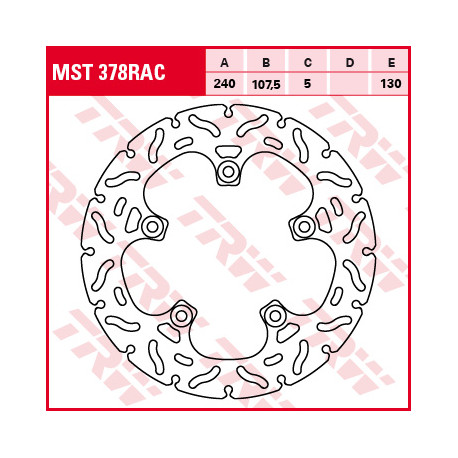 Brake disc Rigid TRW / Lucas MST378RAC