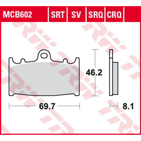 Plaquettes de frein TRW MCB602SV