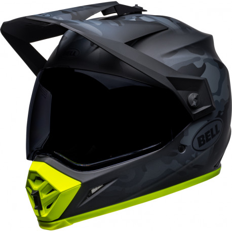 BELL MX-9 Adventure Mips Stealth Camo Helmet - Matte Camo Black/Hi-Viz Yellow