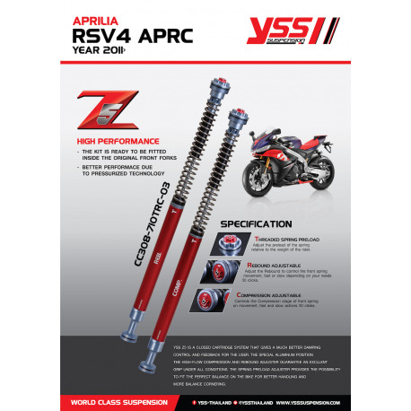 Kit de cartouches YSS Z1 Road - Aprilia RSV4 APRC 2011 /+