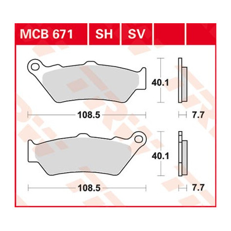 Disc brake pads Front TRW MCB671SV