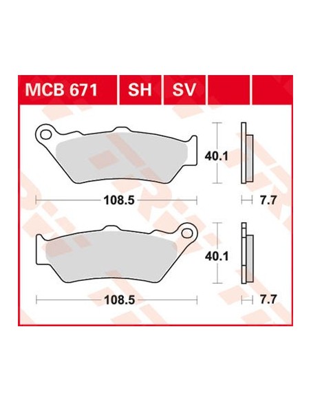 Disc brake pads Front TRW MCB671SV