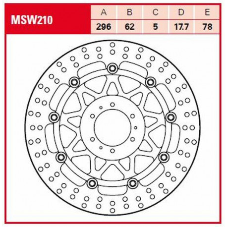 Brake disc Front floating TRW MSW210