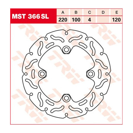 Brake disc Rear TRW MST366SL