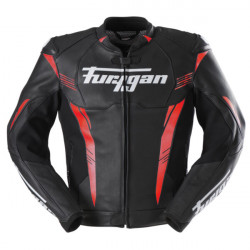 Furygan veste cuir Pro One noir, rouge et blanc