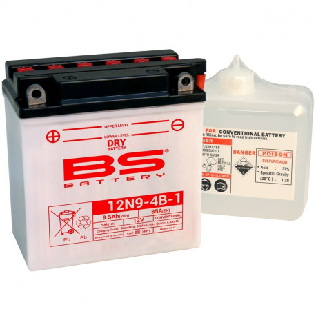BS BATTERY Konventionelle Batterie mit Säurepack - 12N9-4B-1