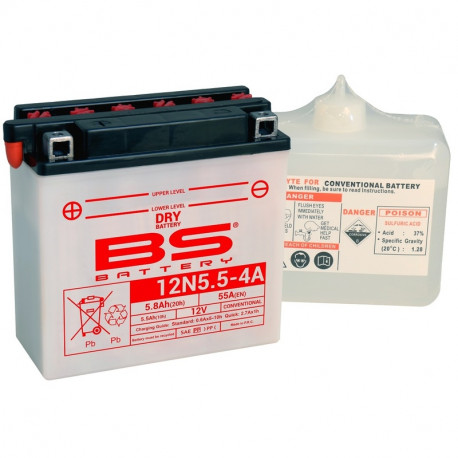 Batterie BS BATTERY 12N5.5-4A livrée avec pack acide