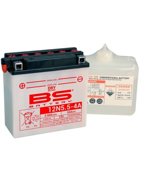 BS BATTERY Batterie 12N5.5-4A mit säurepack geliefert