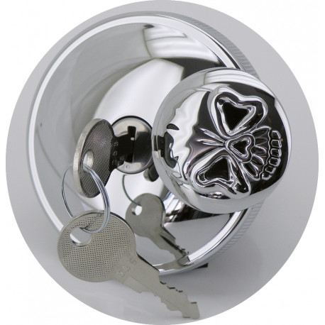 Chrome skull and crossbones vented fuel filler cap for Harley Davidson